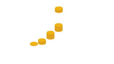 Finansal büyüme animasyonu, iş sunumları ve bilgi grafikleri için para yığınlarının arttığını gösteriyor
