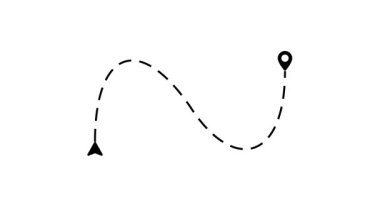 Animasyon rota haritası dijital navigasyon için gerçek zamanlı konum pin izlemesini gösterir