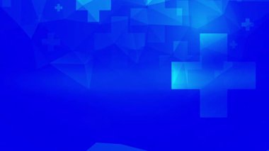 Geometrik çapraz semboller ve sağlık sunumları için kalp atışı ritmine sahip animasyon mavi tıbbi geçmiş