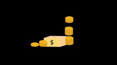 Para tasarrufu finansal büyüme ve yatırım yoluyla zenginlik inşa kavramını gösteren basit bir animasyon grafiği