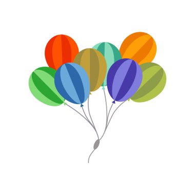 Çocuk sayfası kullanılarak izole edilmiş kağıt stili vektörlü renkli balonlar. Çizgi film tarzında balonlar