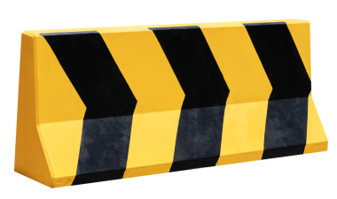 Siyah ve sarı desenli beton bariyer oluşturun