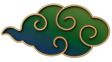 Yeşil ve mavi bulutlu ışık kutusu