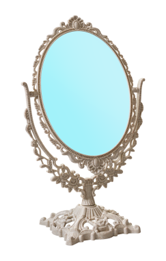 Beyaz retro oval makyaj aynası