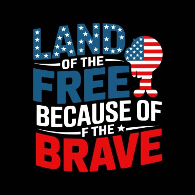 Siyah zemin üzerinde Amerikan bayrağı renkleri ve yıldızları olan cesur metin vatanseverliği destekliyor