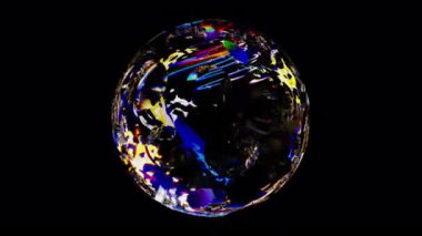 Görsel ve birleşik kullanım için saydam bir arkaplan üzerinde doğal ışık kırılması, dağılım ve yansıması olan kusursuz bir döngü içinde dönen cam küre.