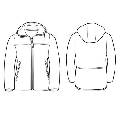 Rüzgarlık kapüşonlu ceket, çocuklar için ön geçirmez kapüşonlu ceket. Beyaz bir arkaplanda izole edilmiş