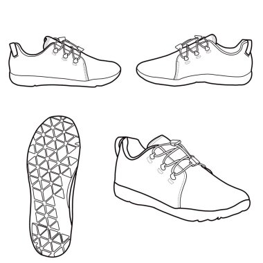 Kadınların açık hava ayakkabılarının düzenlenebilir vektör çizimleri.