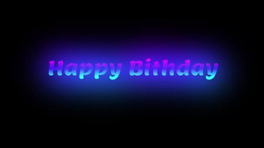 Siyah ekranda neon renkli mutlu yıllar metin animasyonu