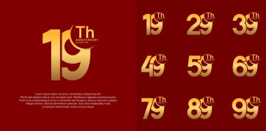 anniversary vector set with gold color can be use for special day celebration