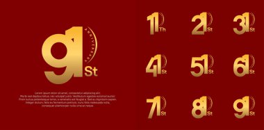 Yıldönümü logotip vektörü seti, özel gün kutlamaları için altın rengi kullanılabilir