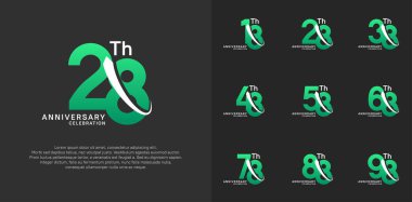 Yıl dönümü vektörü. Kutlama için beyaz sarmalı yeşil renk kullanılabilir