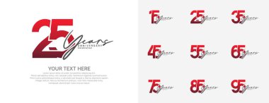 Kutlama olayı için yıl dönümü logosu vektör dizaynı, kırmızı ve siyah renk