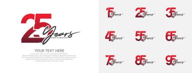 Kutlama olayı için yıl dönümü logosu vektör dizaynı, kırmızı ve siyah renk