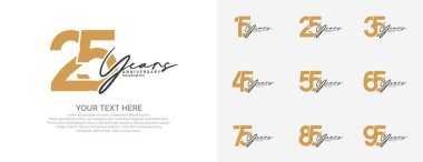 Kutlama olayı için yıldönümü logosu vektör tasarımı, kahverengi ve siyah renk