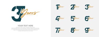 Kutlama olayı için yıldönümü logosu vektör dizaynı, yeşil ve kahverengi renk