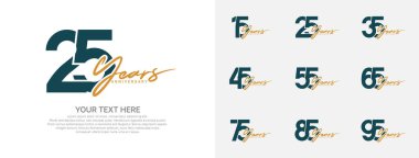 Kutlama olayı için yıldönümü logosu vektör dizaynı, yeşil ve kahverengi renk