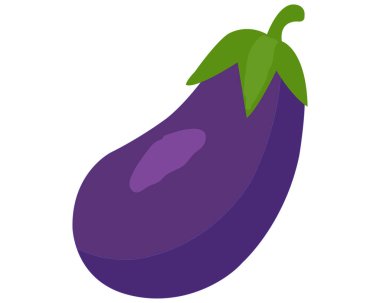 PrintBright and colorful eggplant vector art illustration in a clean flat style. Perfect for organic food design, healthy eating projects, vegan recipe visuals, grocery packaging, and agricultural branding. Ideal for posters, kitchen decor, web.