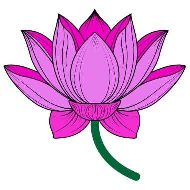 Düz çiçek desenli güzel pembe nilüfer çiçeği vektör çizimi. Bu sanat eserinde yumuşak pastel yapraklar, pürüzsüz şekiller ve asgari modern görünüş yer almaktadır. Spa ve sağlıklı markalaşma, yoga ve meditasyon temaları için mükemmel.