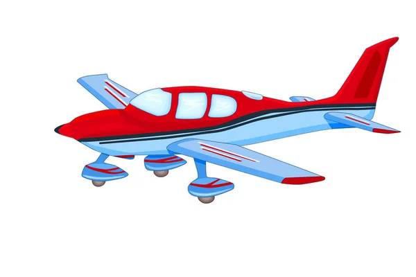 Mały Samolot Odizolowany Białym Tle Czerwony Niebieski Osobisty Samolot Podwoziem — Wektor stockowy