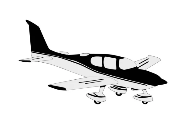 Petit Avion Isolé Sur Fond Blanc Avion Personnel Avec Icône — Image vectorielle