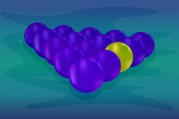 Boule Jaune Parmi Beaucoup Boules Sombres Pense Différemment Être Différent — Image vectorielle