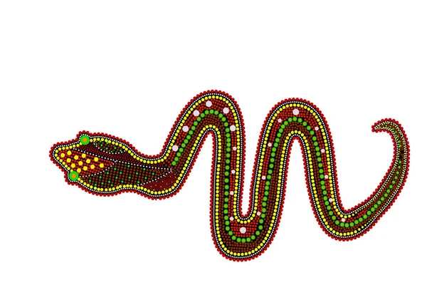 Snake Isolated White Background Australia Aboriginal Snake Dot Painting Aboriginal — Stockový vektor