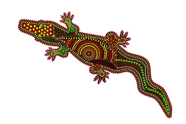 Crocodile Isolated White Background Australia Aboriginal Crocodile Dot Painting Aboriginal — 스톡 벡터