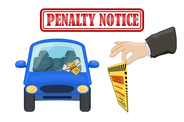 Parking Violation Ticket Fine Placed Car Windshield Wiper Penalty Charge — Stock Vector