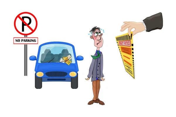 Violação Das Regras Condução Paga Bem Aviso Penalidade Conceito Motorista —  Vetores de Stock