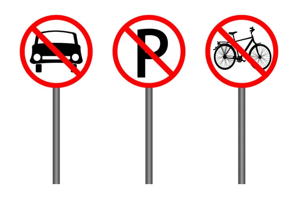 Set Red Prohibition Sign Isolated White Background Traffic Restriction Signs — Stock Vector