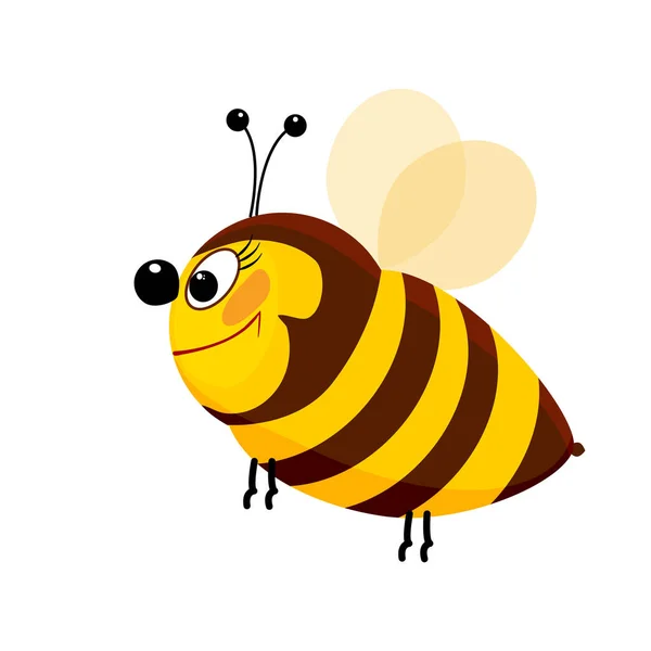 Abeja Dibujos Animados Aislada Sobre Fondo Blanco Lindo Personaje Avispón — Vector de stock