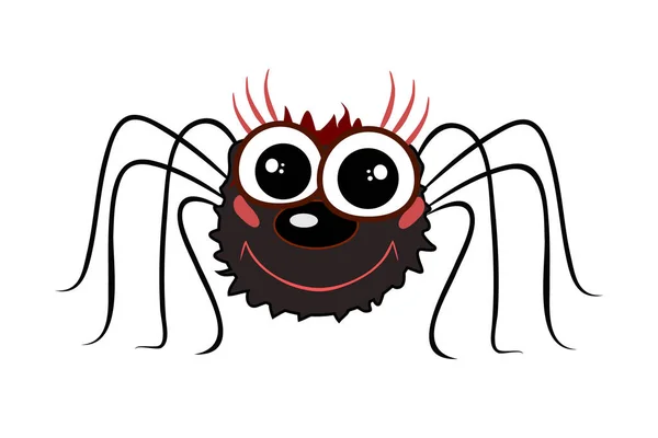 Lustige Cartoon Spinne Isoliert Auf Weißem Hintergrund Niedliche Schwarze Spinne — Stockvektor
