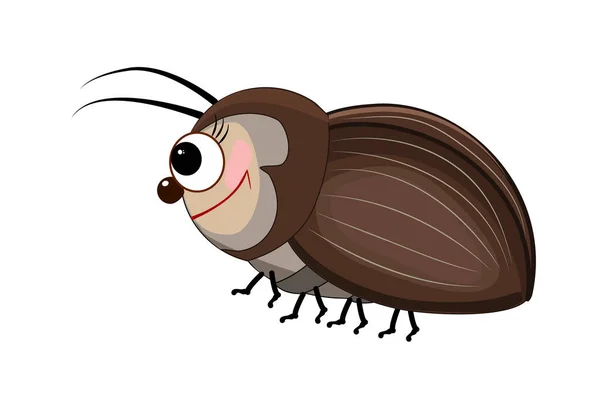 Cartoon Bug Isoliert Auf Weißem Hintergrund Cartoon Lustige Braune Käfer — Stockvektor