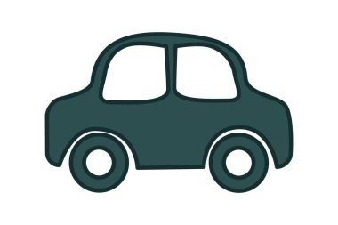 Beyaz arka planda araba simgesi izole edildi. Çizgi film otomobil sembolü. Basit siyah araç işareti. Araç piktogramı ya da logosu. Düz tasarım tarzı. Stok vektör illüstrasyonu