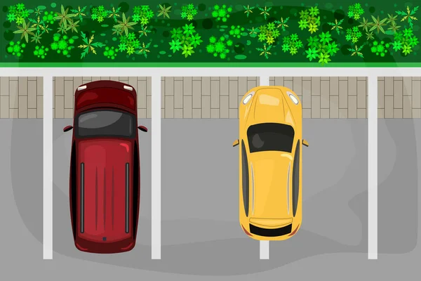 Schlechte Parkmöglichkeiten Parkplatz Mit Schlecht Geparktem Auto Richtige Und Falsche — Stockvektor