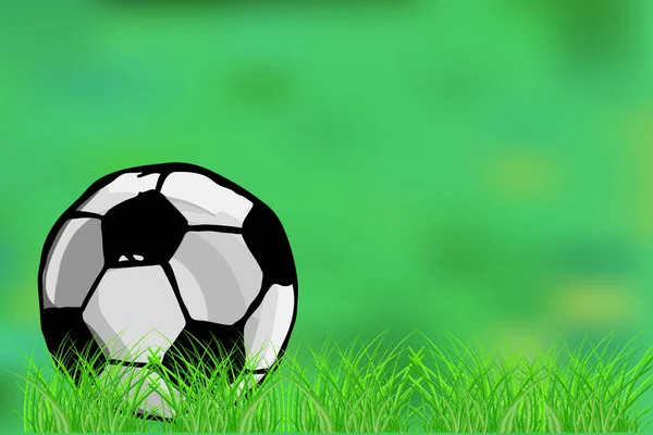 Soccer Ball Green Grass Background Football Concept Soccer Poster Card — Stock Vector