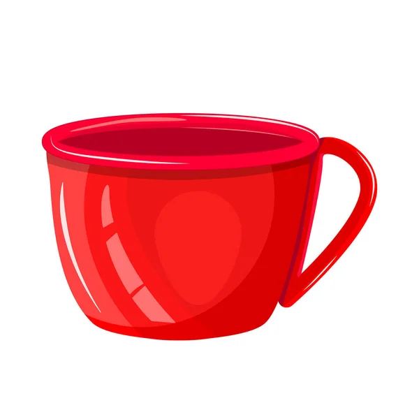Rote Tasse Isoliert Auf Weißem Hintergrund Leere Porzellan Oder Glasbecher — Stockvektor