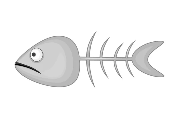 Ψαροκόκαλο Απομονώθηκε Λευκό Φόντο Εικόνα Ψαροκόκαλου Fish Σκελετός Υπογράψει Επίπεδο — Διανυσματικό Αρχείο