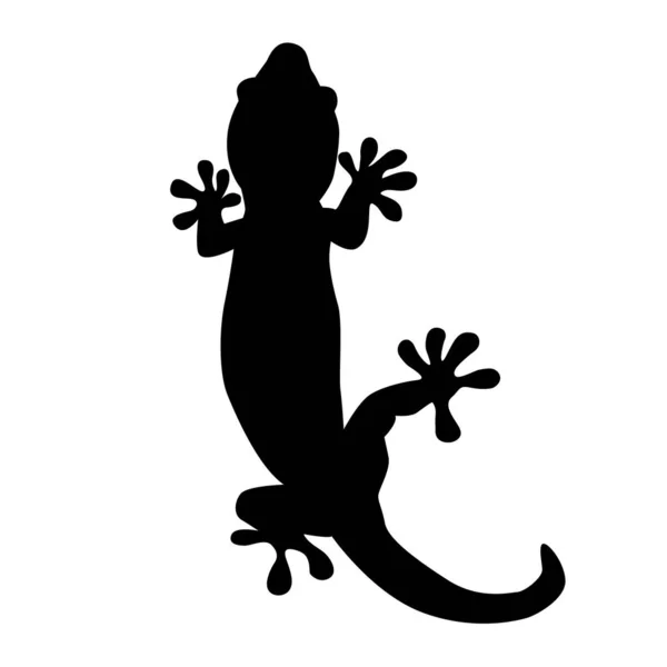 Ještěrka Ikona Izolované Bílém Pozadí Plaz Salamandr Gekoní Černá Silueta — Stockový vektor