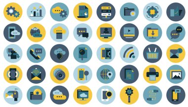 Web sitesi ve mobil uygulamalar için iş, yönetim, finans ve teknoloji simgesi. Düz vektör illüstrasyonu