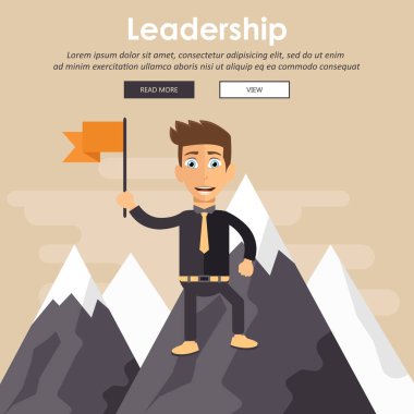 Neşeli lider erkek vektör çizimi. Düz vektör illüstrasyonu