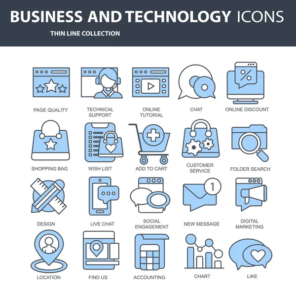 Set Vector Icons Elements Mobile Concepts Web Apps Business Marketing — Stock Vector