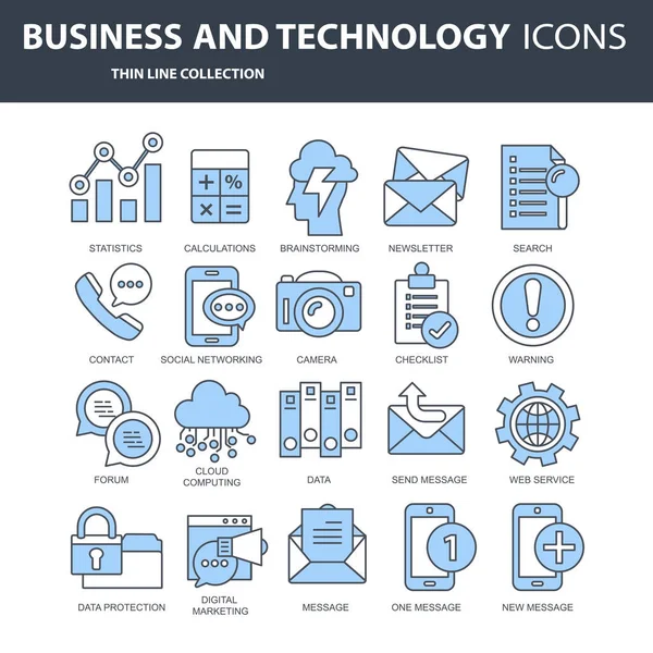 Set Vector Icons Elements Mobile Concepts Web Apps Business Marketing — Stock Vector