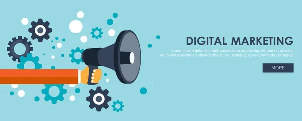 Digitale Marketing Reclame Promotie Concept Platte Vectorillustratie — Stockvector