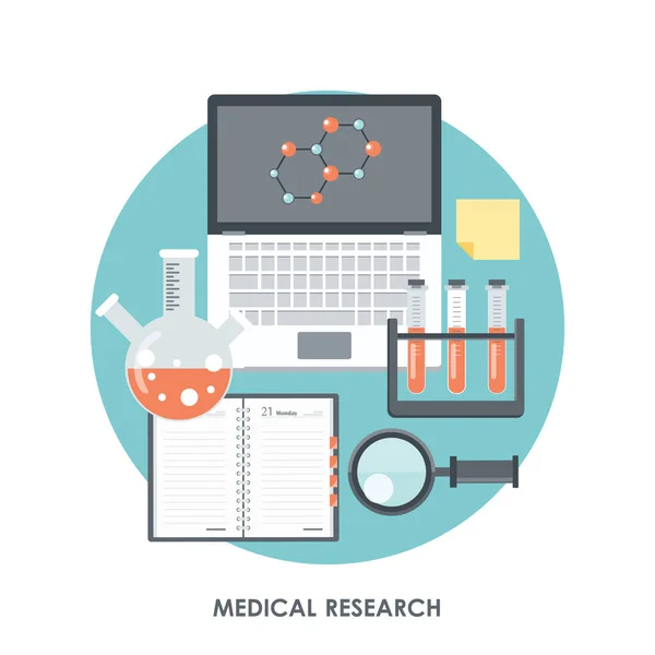 Badania Laboratoryjne Medyczne Baner Wyposażenia Laboratoryjnego Koncepcja Nauki Medycyny Wiedzy — Wektor stockowy