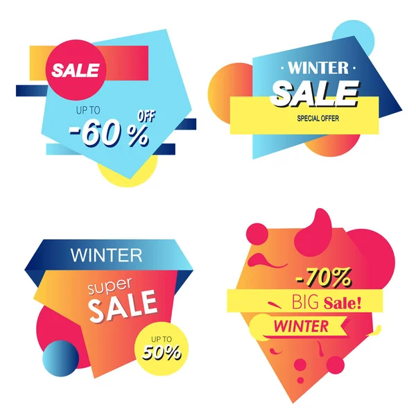 Ensemble Bannière Vente Hiver Style Pour Les Achats Ligne Magasin — Image vectorielle