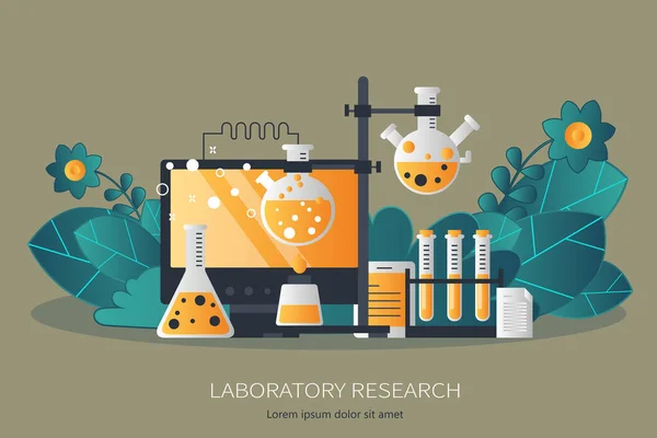 Baner Wyposażenia Laboratoryjnego Koncepcja Nauki Medycyny Wiedzy Koncepcja Badań Ilustracja — Wektor stockowy