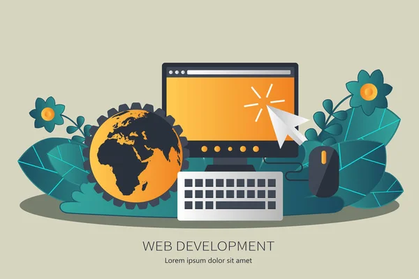 Web Development Flat Illustration Concept Stock Ilustração — Vetor de Stock