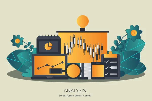 Modèle Page Destination Analyse Entreprise Conception Plate Moderne Conception Page — Image vectorielle